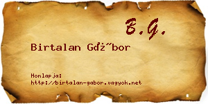 Birtalan Gábor névjegykártya